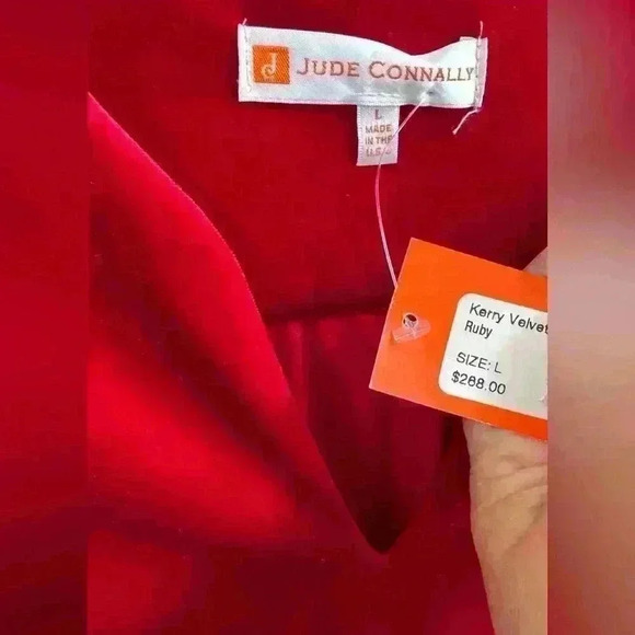 🍓NWT Jude Connally Rich Red Velvet Dress - Picture 7 of 9